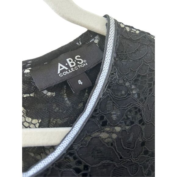 ABS by Allen Schwartz Lace Embroided Floral Sheath Dress Women's Black Size 4 - Picture 4 of 9